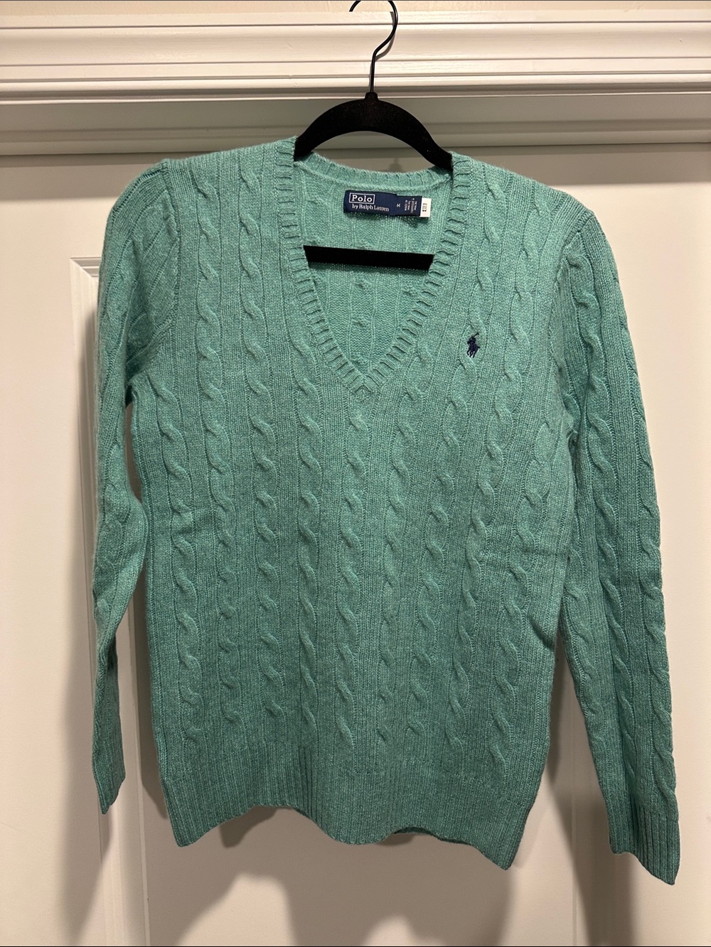 Polo by Ralph Lauren Seafoam Cable-Knit V-Neck Sweater